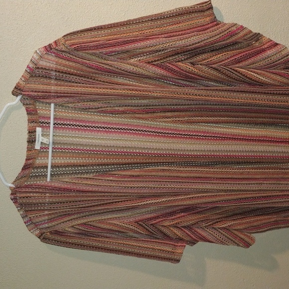 Maurices Open Knit Striped Multi Colored Boho Kimono/Swim Cover Festival… - Picture 2 of 6
